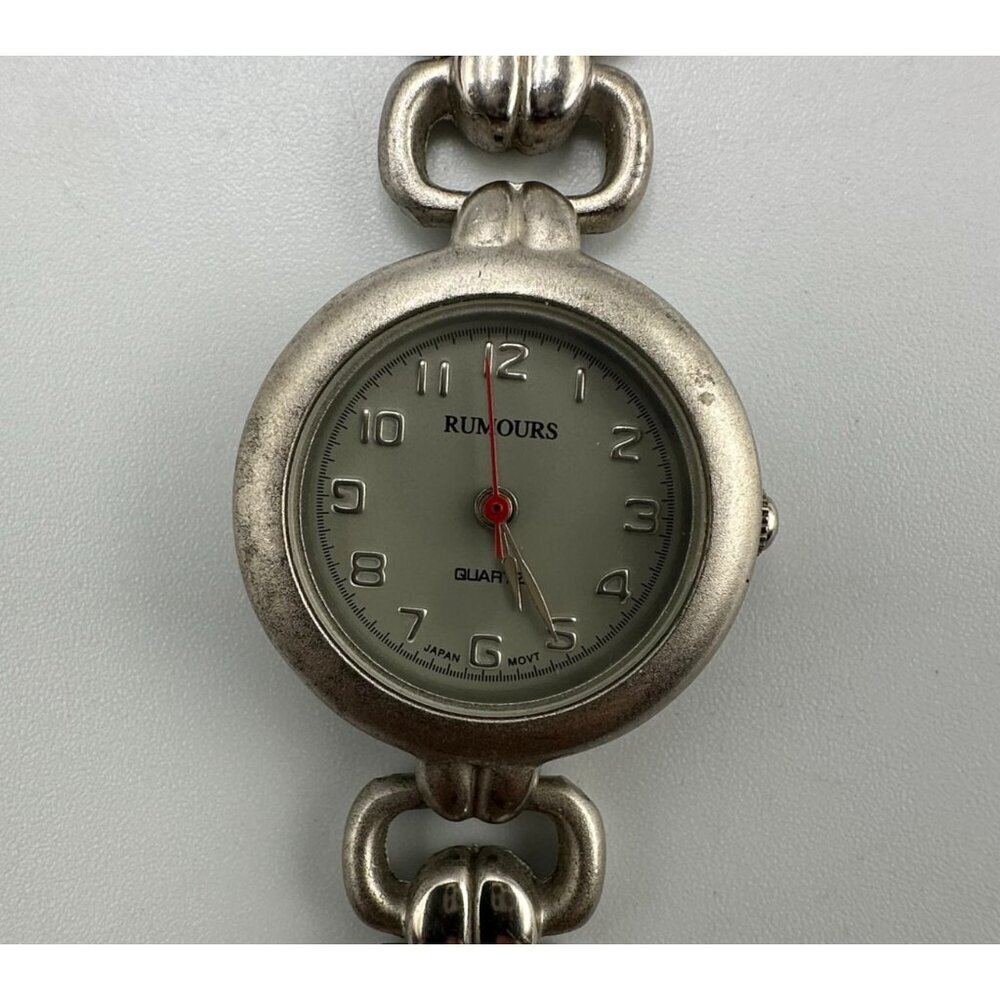 3/$30 Rumours Watch Women Silver Tone Red Seconds Hand Mesh Buckle Band
